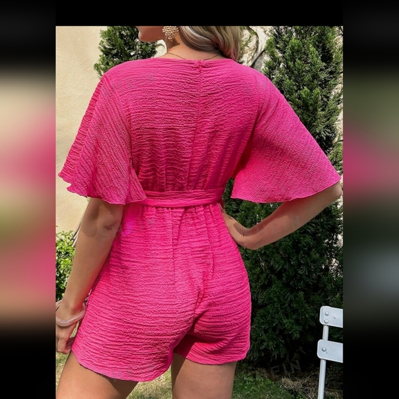 Hot pink barbiecore maternity romper - Picture 2 of 9